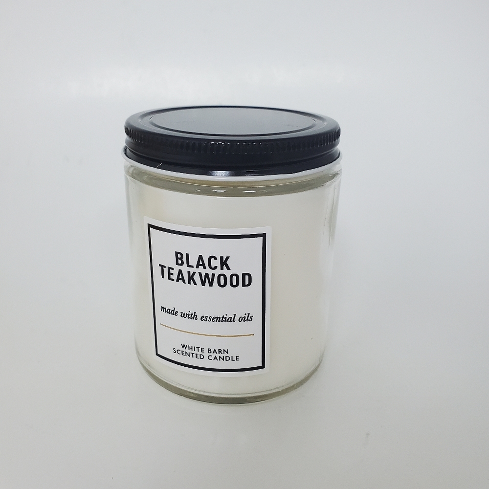 NEW - RARE - Bath and Body Works Black Teakwood White Barn Sample Candle